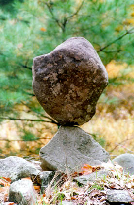 A balanced rock sculpture in Narrowsburg, NY.