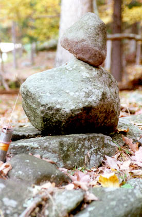 A balanced rock sculpture in Narrowsburg, NY.